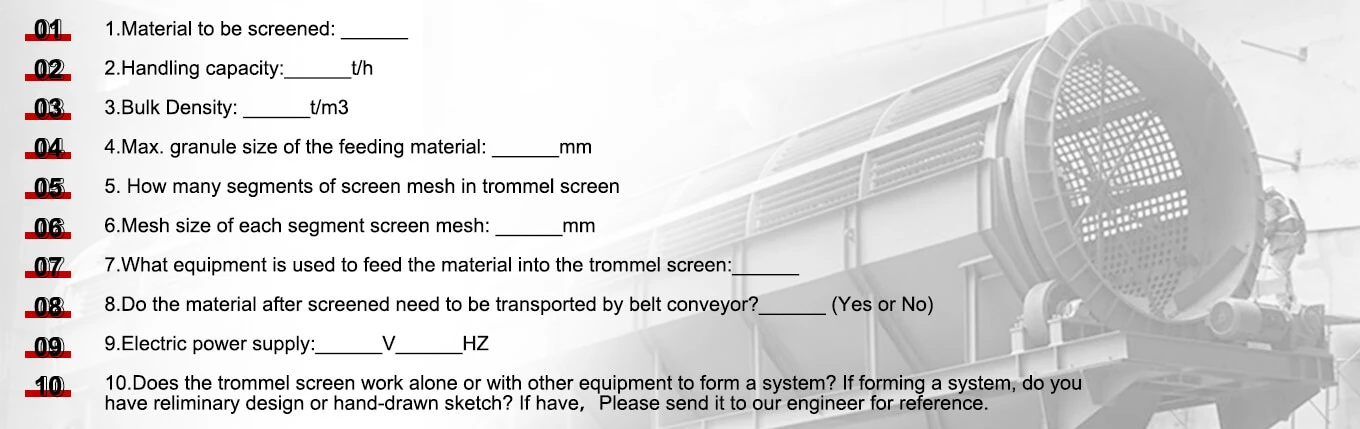 Trommel Screen selection instructions Trommel Screen selection instructions